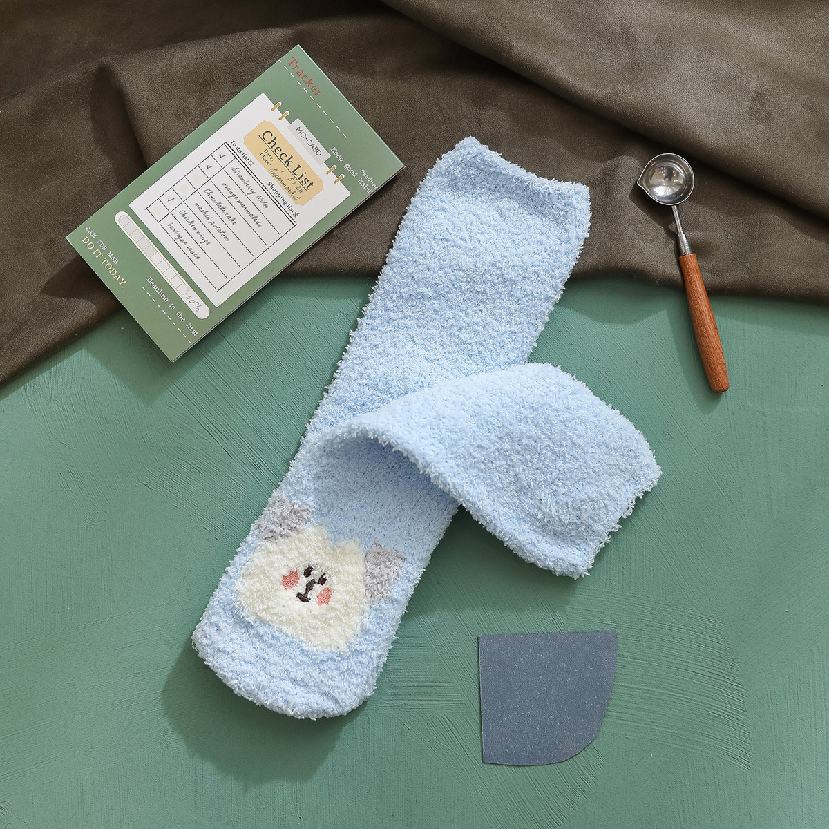 Candy-colored Socks Home Embroidery Three-dimensional Cartoon Coral Velvet Thick Towel Floor Cashmere Socks Fluffy Fuzzy Socks